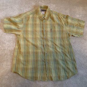 Columbia Short Sleeved Button Down Plaid Shirt Size L